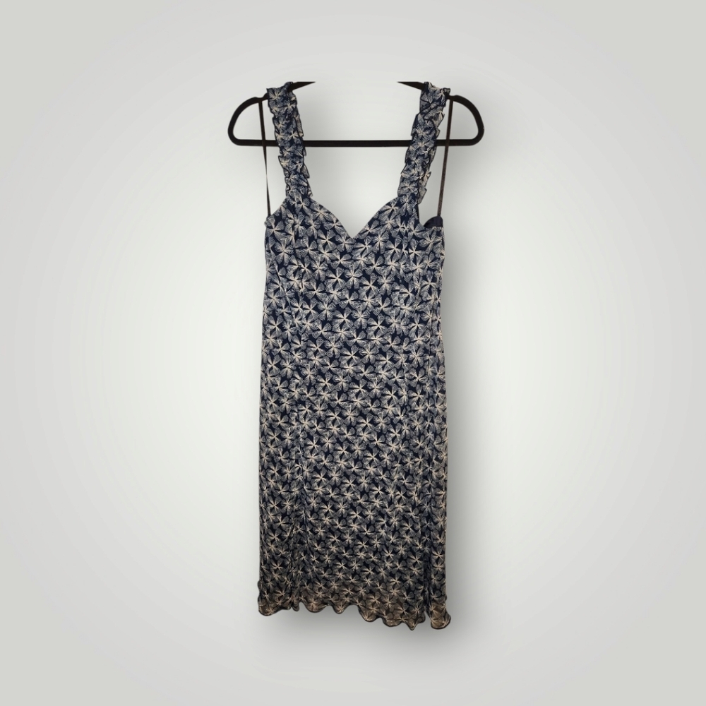 Lane Bryan Blue Floral Sundress lined Dress size 14